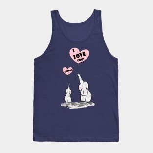 Cute Elephants I Love You Blob Pink Heart Balloons Tank Top